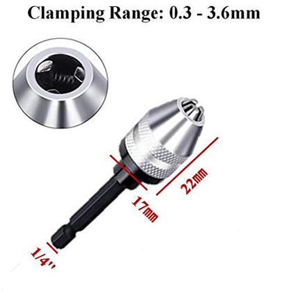 aiyun Mini Drill Chuck Adapter Impact Driver Keyless (0.6-8mm,0.3-3.6mm) - size: 0.6-8mm x 1, 0.3-3.6mm x 1