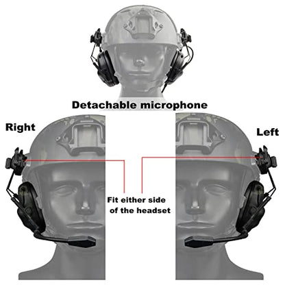 Helmet Mode Tactical Shooting headset + with U94 PTT 2pin with ARC Rail Adapter Noise Reduction & Sound Pickup Ear Protection (Black) - color: Black