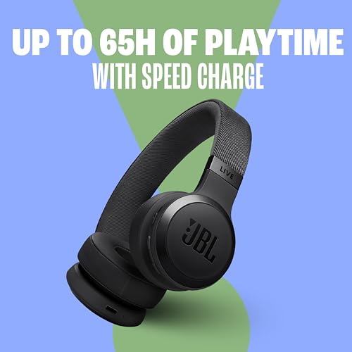 JBL Live 670NC Wireless On-Ear Headphones, Adaptive NC - Black | Bluetooth Headphones With Surround Sound, up to 65H Battery Life, Fast Charging, Built-In Mic, Voice Assistant, Foldable - color: Black