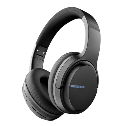 AMORNO Bluetooth Headphones Over Ear, 68 Hours Playtime Wireless Headphones with Mic, Foldable Adjustable Lightweight HiFi Stereo Headset for Cellphone/PC/Work/Travel/Home/Office (Black) - color: Black