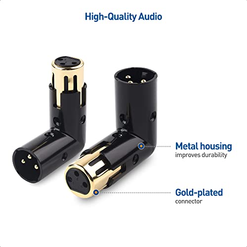 Cable Matters 2-Pack Adjustable Angled XLR Adapter, Male to Female | Adjustable Right Angle XLR Adapter, 3-Pin XLR, Rugged Metal Housing, Pass-through Audio, for Mixers and Musical Equipment