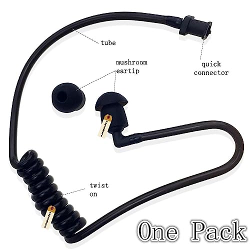 Lsgoodcare 10Pcs Replacement Acoustic Coil Audio Tube with Radio Earbuds Black Compatible for Motorola Kenwood Icom Two Way Radio Acoustic Tube Earpiece