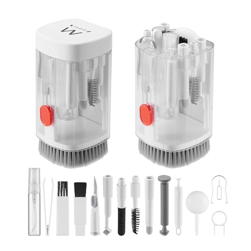 Ewent 21-in-1 Multifunctional Cleaner Kit for Electronic Devices, Cleaning Accessories for Headphones/Earbuds,Keyboards,PC Monitors,Smartphones,Tablets,Cameras and Screens, Cleaning Kit Tools (White)
