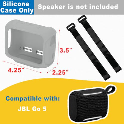 Silicone Case Cover for JBL Go 5 Portable Speaker(Light Grey) | TXEsign Travel Carrying Protective Pouch with Attach Straps for Bike Golf Cart Scooter - color: Light Grey