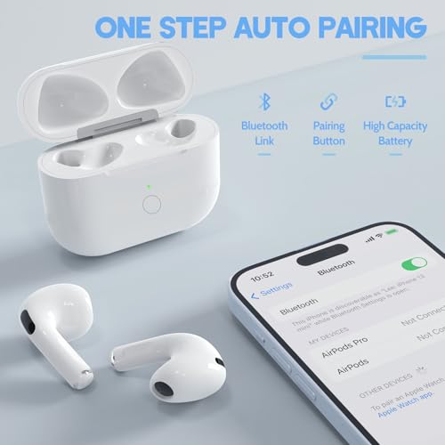 Wireless Charging Case for AirPods 4 Gen USB-C Port with Bluetooth Button，Charger Cases for Airpod 4rd gen Replacement, Support Blue-Tooth Pairing & Sync Button,White (Earbuds Not Included)