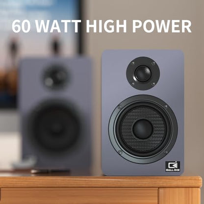 H2 Bookshelf Speakers, 60W Stereo, Record Player/Computers Speakers, DSP, Carbon-Fiber Woofer, Silk Tweeter, Optical/USB-C/AUX, Bluetooth 5.3, Slate Blue - color: slate blue