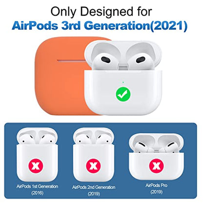 Compatible with AirPods 3 Case, Protective Silicone Cover for AirPods 3rd Generation Case 2021, Wireless Charging - Orange - color: C-Orange