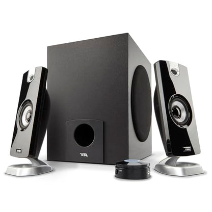 Cyber Acoustics CA-3090 2.1 Speaker System with 18W Subwoofer | Compact 2.1 PC Speaker System with Subwoofer, 18W Peak Power, Adjustable Bass, for Music, Movies, and Gaming
