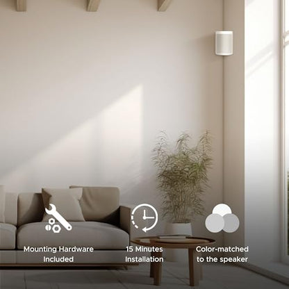 Sound Bass ONE Corner Wall Mount Bracket - Low Profile, White, Single (1pc) | Compatible with Sonos ONE, ONE Gen 2, ONE SL & PLAY1 Speaker, Fixed Position, Single (1pc), Designed In The UK - color: White