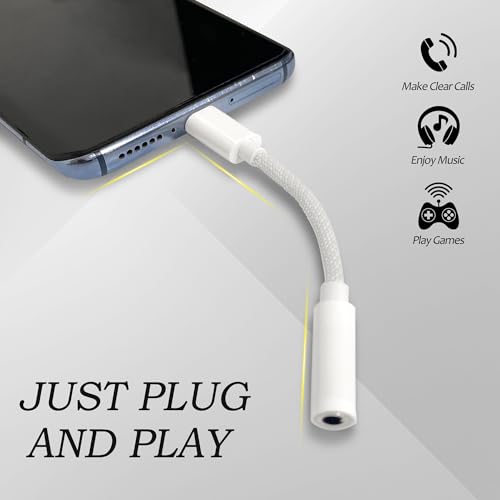 BlingKingdom USB C to 3.5 mm Headphone Jack Adapter, Type C to Aux Audio Braided Cable Connector Adaptor Compatible with iPhone 15/16 Series, Samsung Galaxy S24 S23 S22 21Ultra, iPad Pro, MacBook