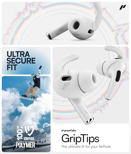 Proof Labs 4 Pairs for AirPods Pro 2 Ear Hooks Covers [Added Storage Pouch] Anti Slip Ear Tips Accessories Compatible with Apple AirPods Pro 2nd Generation (White)