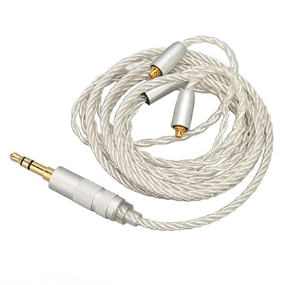 Replacement Earphone Cable, Silver Plated Copper HiFi 4 Core MMCX to 3.5mm Sound Jack, Upgrade Headphone Wire with Noise Reduction for SE215 SE315 SE425 SE535 SE846,