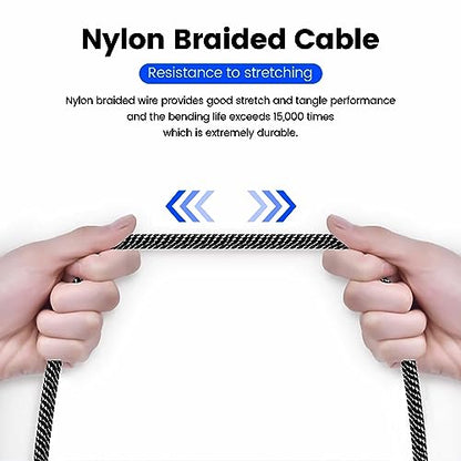 MOSWAG 3.5mm Aux Cord to 3.5mm Audio Aux Jack Cable Male to Male Auxiliary Cable Nylon Braided Stereo Jack Cord for Phones,Headphones,Speakers,Tablets,PCs,Music Players and More (1.64FT/0.5M, Black) | 3 pin auxiliary cable compatible with phone, headset,