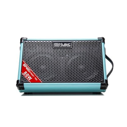 Coolmusic BP40D Powered Acoustic Guitar Amplifier- Portable Bluetooth Speaker 80W W/Battery with Reverb Chorus Delay Effect, 6 Inputs,3 Band EQ, Blue - color: Blue