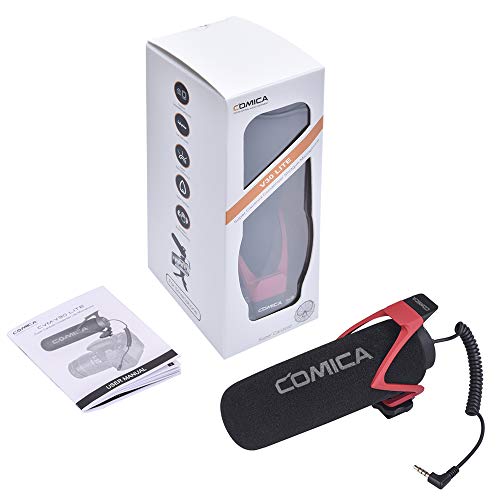 COMICA CVM-V30 LITE Video Microphone,Super-Cardioid Condenser On-Camera Shotgun Microphone for Canon Nikon Sony Panasonic DSLR Cameras,Mic for iPhone Android Smartphone with 3.5mm Jack(Red) - color: Red