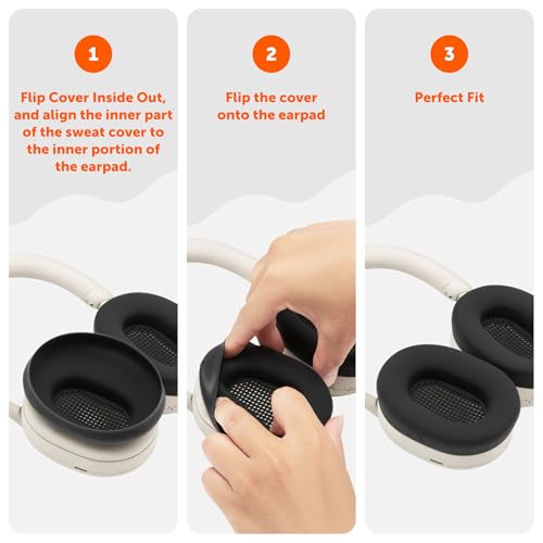 WC SweatZ XM5 - Patented Earpad Sweat Covers for Sony WH1000XM5 by Wicked Cushions | Full 360 Earpad Protection | Sweatproof & Easily Washable | Black - color: Black