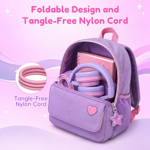 Candy Bila Wired Kids Headphones for School, Over-Ear for Boys Girls | Volume Limiter 85/94dB, HD Stereo Sound, Microphone and Wired Control,Foldable Design, Gradient Red - color: Gradient Red
