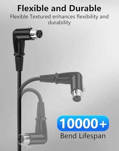CERRXIAN 90 Degrees XLR Female to 2 RCA Male Y Splitter Adapter Cable 1 FT, Unbalanced 90° 3Pin XLR to Dual RCA Microphone Stereo Audio Interconnect Cable Patch Cord