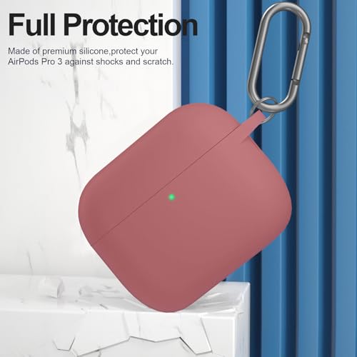 for AirPods Pro 3 Case Cover, Protective Soft Silicone with Keychain Cleaning Pen for Women Men for Apple AirPods Pro 3rd Generation Case(2025), Front LED Visible, Brown - color: D-Brown