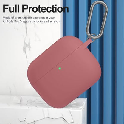 for AirPods Pro 3 Case Cover, Protective Soft Silicone with Keychain Cleaning Pen for Women Men for Apple AirPods Pro 3rd Generation Case(2025), Front LED Visible, Brown - color: D-Brown