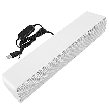HERCHR USB Speaker Bar Computer Speaker for Desktop, Laptop, PC Speaker Small Soundbar with AUX/USB Connection Portable Mini Sound Bar(White) - color: White