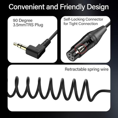 Right Angle 3.5mm to XLR Aux Cable Coiled 1/8 Inch Jack Stereo to XLR Female Cord Adapter 90 Degree Angle 3.5mm to XLR 90 Microphone Cable for Laptop.Microphone.Amplifier.0.98Ft - style: 3.5mm to XLR Female Jack Cable