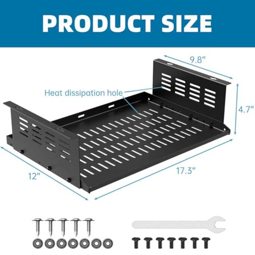 PC Holder Under Desk,Under Desk Computer Mount for Small Form Factor SFF Computers and PCs,Compatible with PlayStation 4, PS4 Slim, PS4 Pro,Gaming UnderDesk L17.3 x H 4" x D 12"