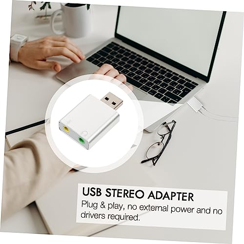 USB External Stereo Sound Adapter Plug and Play with Headphone and Microphone Jack Aluminum Alloy Compact USB Audio Card for Laptop Desktop Replacement