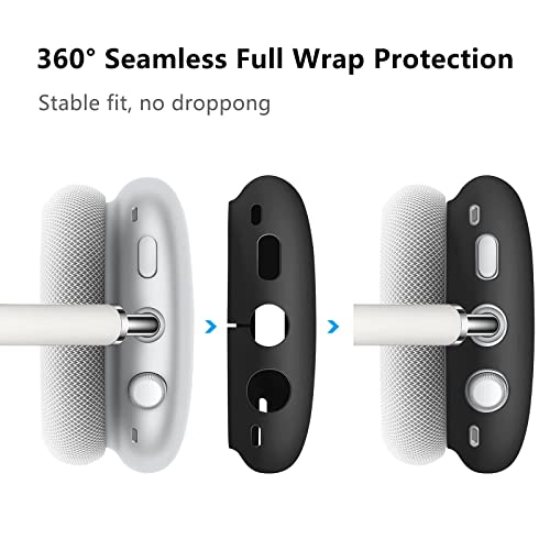 Case Cover for AirPods Max, Anti-Scratch Soft Silicone with Gold Heart Pattern Ear Cups Case Cover/Ear Pad Cover/Headband Cover for Apple AirPods Max Headphones (Black) - color: Black