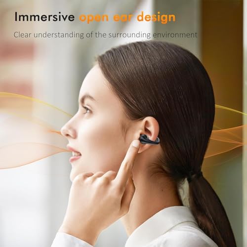 Paekole Clip On Headphones, Super Comfort Open Ear Bluetooth Earbuds for All Day Wear, Lightweight Bone Conduction Wireless Earbuds with Charging Case for Running