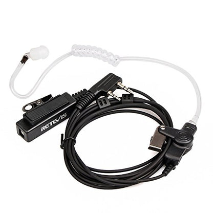Retevis Walkie Talkie Earpiece with Mic, for Retevis RT22/RT21/H777/RT68 | Acoustic Tube, 2 Pin, Compatible with Pxton, Baofeng, Kenwood Walkie Talkies, Two Way Radio Headset with Big PTT Clip(1 Pack)