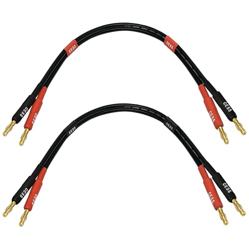 CNCESS CESS-037-1F 12 AWG Silicone Speaker Cable, Banana Plug Male to Male, Tinned Copper Wire, 1 Foot, 2-Channel - size: 1 FOOT