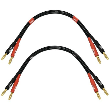 CNCESS CESS-037-1F 12 AWG Silicone Speaker Cable, Banana Plug Male to Male, Tinned Copper Wire, 1 Foot, 2-Channel - size: 1 FOOT