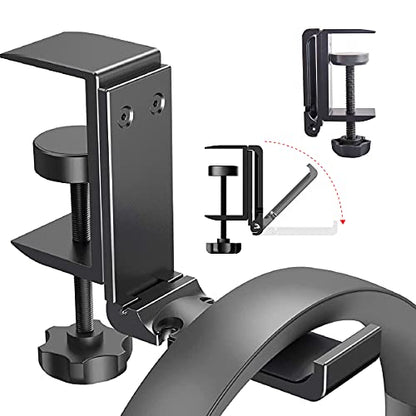 Headphone Holder Under Desk Hook with Cable Organizer, Foldable Aluminum Headset Mount, Space-Saving Hanger for Most Headphones