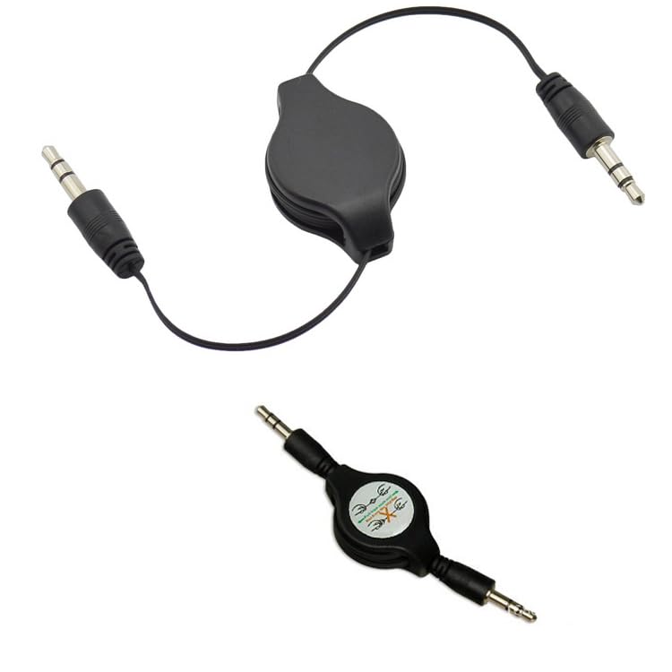 2 Pack Retractable 3.5mm Aux Cable 2.5 Feet Aux Cord Adjustable TRS 3.5mm Audio Cable Male to Male Stereo Auxiliary Input Adapter for Headphone Headset Car Stereo Unit Speaker Amplifer Phone