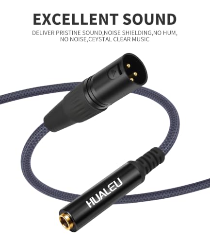 1Ft 1/4 6.35 TRS Female to 3Pin XLR Male Balance Adapter-2Pack Black - color: 1/4 F to XLR M/Black