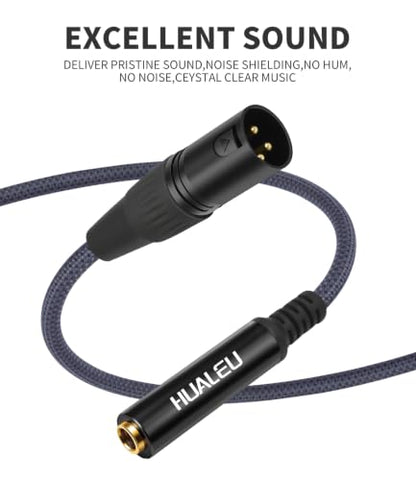 1Ft 1/4 6.35 TRS Female to 3Pin XLR Male Balance Adapter-2Pack Black - color: 1/4 F to XLR M/Black