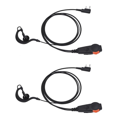 Yunseity 2 Pin Radio Earpiece, Clear Sound Quality Wired Earhook Headset with Mic Push to Talk Key, for HYT Puxing Radios