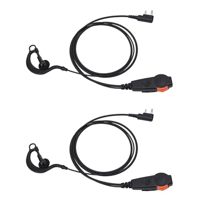Yunseity 2 Pin Radio Earpiece, Clear Sound Quality Wired Earhook Headset with Mic Push to Talk Key, for HYT Puxing Radios
