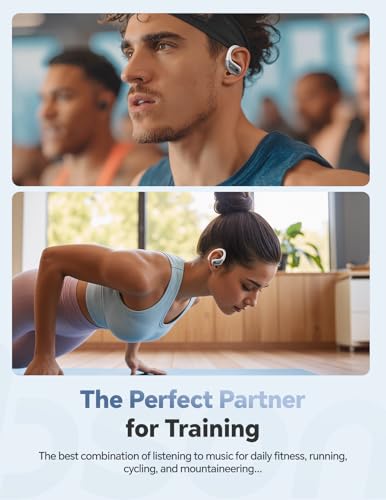 Wireless Earbuds 40H Bluetooth 5.3 Sport Headphones with Earhooks,White | Sweatproof & Waterproof,In-ear Buds Feature Easy Button & Deep Bass, Stereo Sound Device for Gym Running Workout - color: Moonlight White