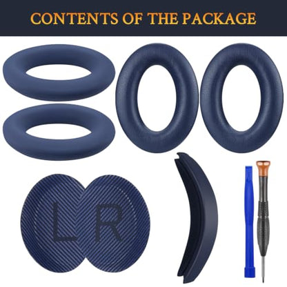SOULWIT Replacement Kit for Bose QuietComfort QC35/QC35 ii Over-Ear Headphones, Ear Pads Cushions + Headband + Silicone Earpads Cover Protector - Blue - color: Blue