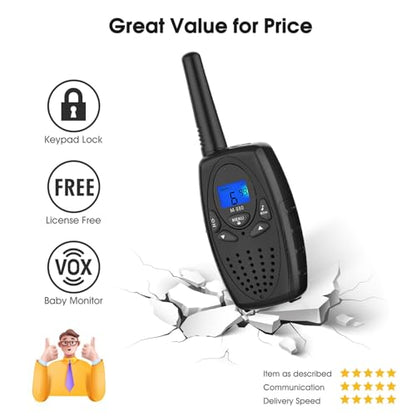 Topsung Walkie Talkies for Adults, M880 FRS Two Way Radio Long Range with VOX Belt Clip/Hand Held Walky Talky with 22 Channel 3 Mile for Family Home Cruise Ship Camping Hiking (Black 2 in 1) - color: Black
