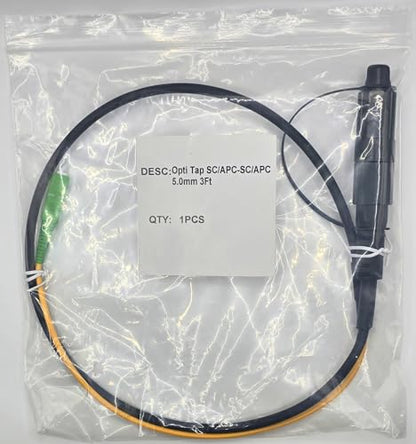 Fiber Patch Cable Opti Tap, 0.3M (1FT), Simplex SMF(G.657.A2), Opti-Tap SC/APC to Single SC/APC with 5.0MM LSZH Jacket, 2M, Test Cable