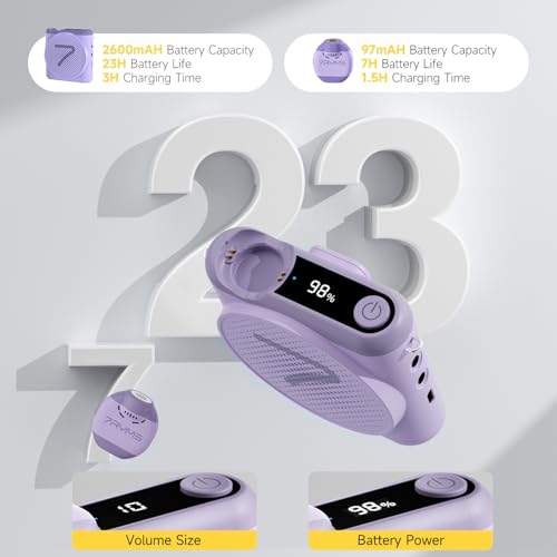 7RYMS WA2 Wireless Voice Amplifier for Teachers with Magnetic Lavalier Mic, Wireless Portable Amplifier with Noise Canceling, Mini Voice Amplifier for Classroom, Meeting, Training, Speech (Purple) - color: Purple