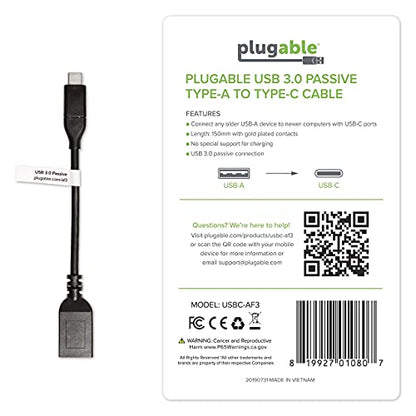 Plugable USB Audio Adapter Bundle with USB C to USB Cable, 3.5mm Speaker-Headphone and Microphone Jack, Add an External Stereo Sound Card to Any PC, Compatible with Windows, Mac, and Linux