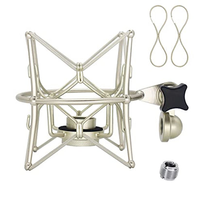 Microphone Shock Mount Anti-Vibration Mic Holder Spider Recording Mic Shockmount Stand Compatible with Neumann U87 Ai, U89 i and TLM 67 (Champagne)