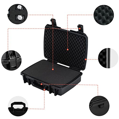 MEIJIA Premium Waterproof Hard Camera Case,Hard laptop Case, Hard Case with customizable fit foam,Full Protection with Light&Convenient Design,20.01"x14.7"x5.75",Elegant Black - size: 20.01"x14.7"x5.75"