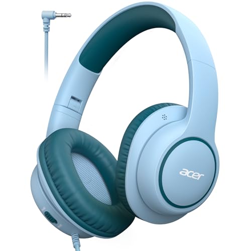 Acer OHW328 Kids Headphones Wired for School - Over Ear Design | 85/94dB Safe Volume, 3.5mm Jack Foldable Headphones for Kids Boys Girls Classroom Yoto Player Chromebook Travel Green - color: Green