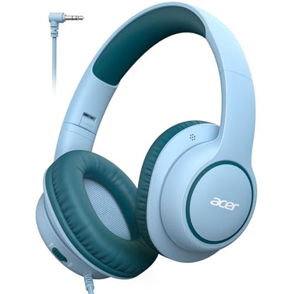 Acer OHW328 Kids Headphones Wired for School - Over Ear Design | 85/94dB Safe Volume, 3.5mm Jack Foldable Headphones for Kids Boys Girls Classroom Yoto Player Chromebook Travel Green - color: Green