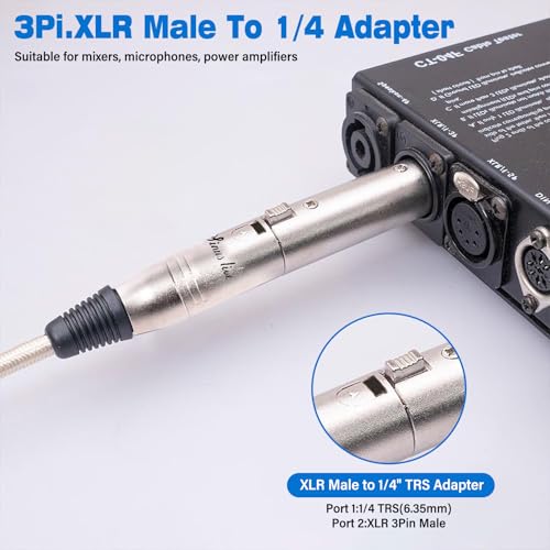 SINUS LIVE 4 Packs XLR Female Male to 1/4" TRS Adapter, Balanced XLR to Quarter Inch - color: Silver